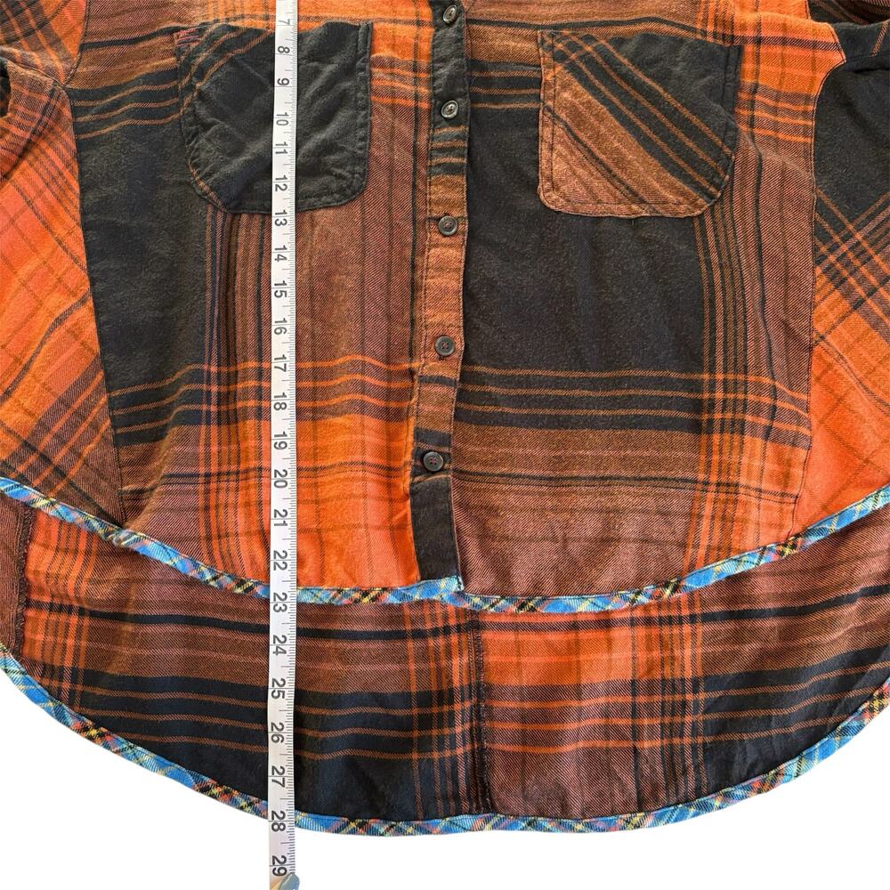 Reworked Apparel The Beach Boys Orange & Brown Upcycled Flannel Women's Medium - Picture 5 of 7